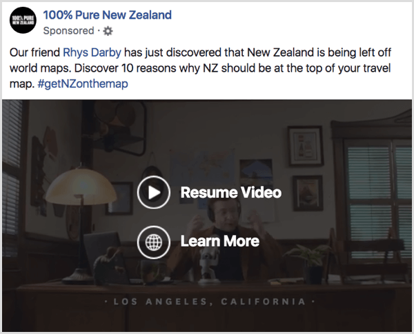 Eksempel på Facebook-videoannonsebevissthet