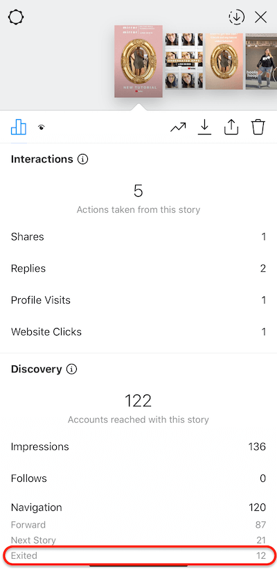 data om instagramhistorier som viser seere som redigerte historiefeeden fra historien din