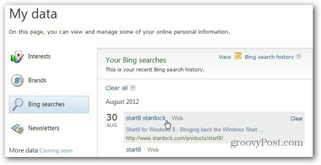 Bing Searches History