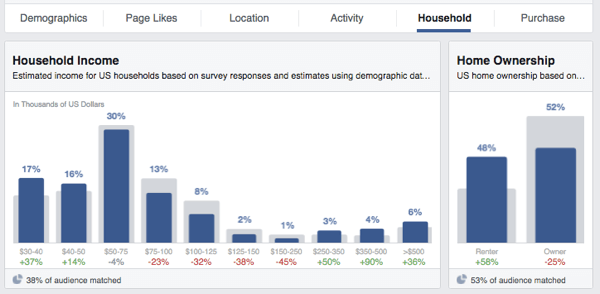 facebook publikum innsikt inntekt hjem eierskap