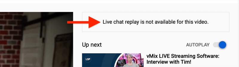 merknad for trimmet youtube-video at live chat-avspilling ikke er tilgjengelig