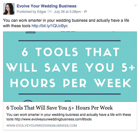 utvikle ditt bryllupsbedrift facebook innlegg