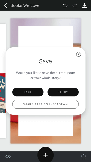 Lag et utfold Instagram-trinn 11 som viser alternativene for lagring av historier.