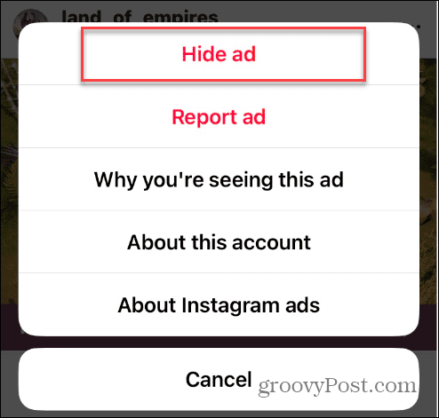 Slå av målrettede annonser på Instagram