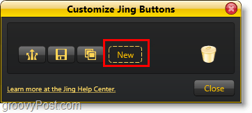 Klikk på den nye knappen for å legge til en ny jing-delingsknapp