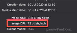 DPI av et bilde som vises på macOS