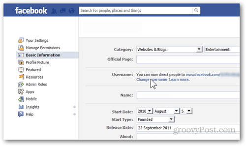innstillinger for facebook innstillinger grunnleggende informasjon brukernavn endre brukernavn