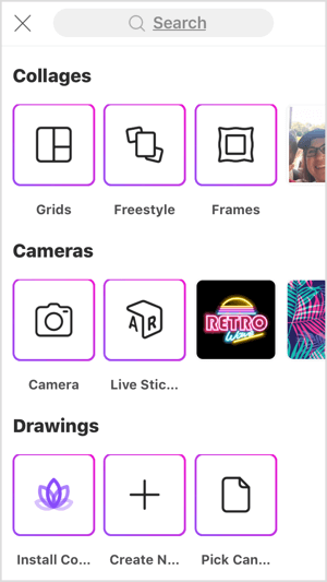 Lag en collage, lag en tegning, velg en bakgrunn, søk etter gratis bilder, eller ta et bilde med PicsArt.