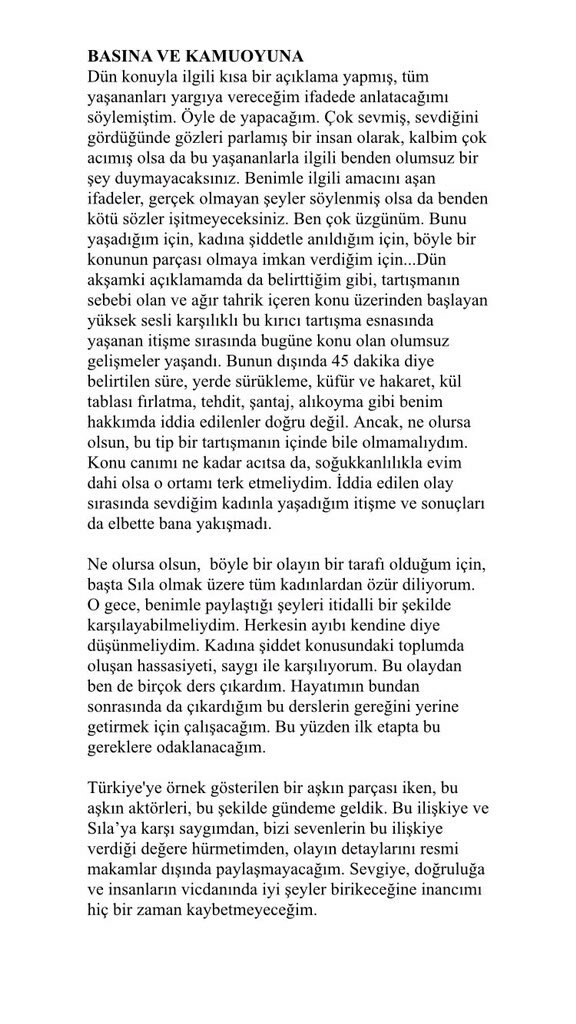 Ahmet Kural ba Sıla om unnskyldning