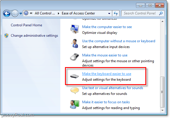 Slik deaktiverer du klebrige nøkler og filtertaster i Windows 7