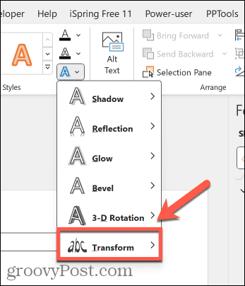 powerpoint transformasjonseffekter