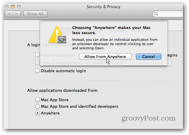 Slå av OS X Mountain Lion Gatekeeper Security