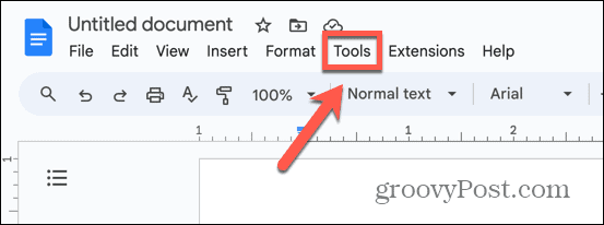 verktøymenyen for å fikse google docs stavekontroll fungerer ikke