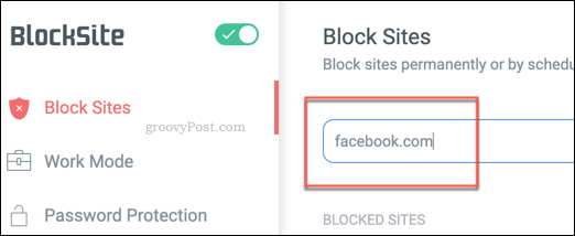 Legge til et blokkert nettsted til en BlockSite-blokkeliste i Chrome