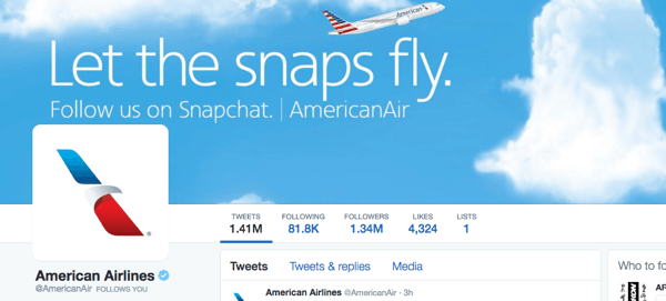 amerikanske flyselskaper twitter image med snapchat