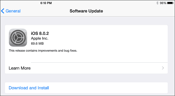 iOS 8.0.2-oppdatering