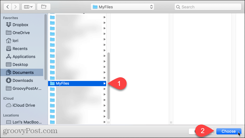 Velg en standardmappe for å åpne i Finder på Mac-en