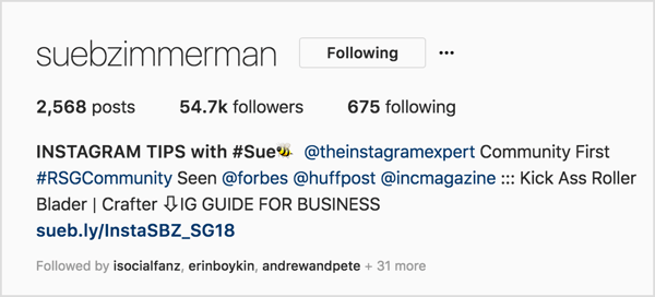 Sett inn en CTA-lenke i bio-delen av Instagram-profilen din.