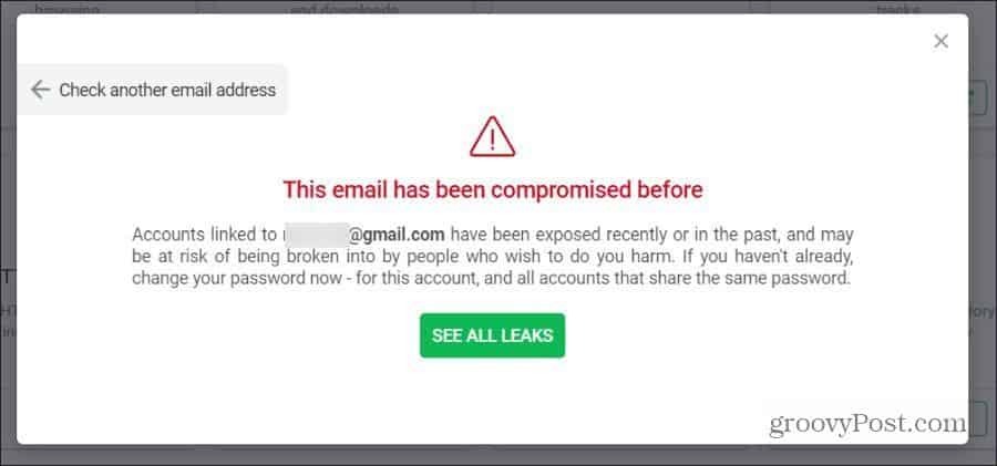 e-post lekket varsel