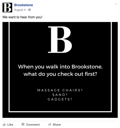 brookstone facebook innlegg