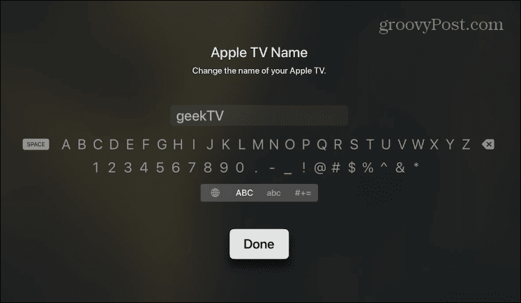 Endre navnet på din Apple TV