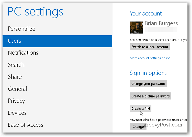 Windows 8: Opprett et PIN-nummer for å logge på