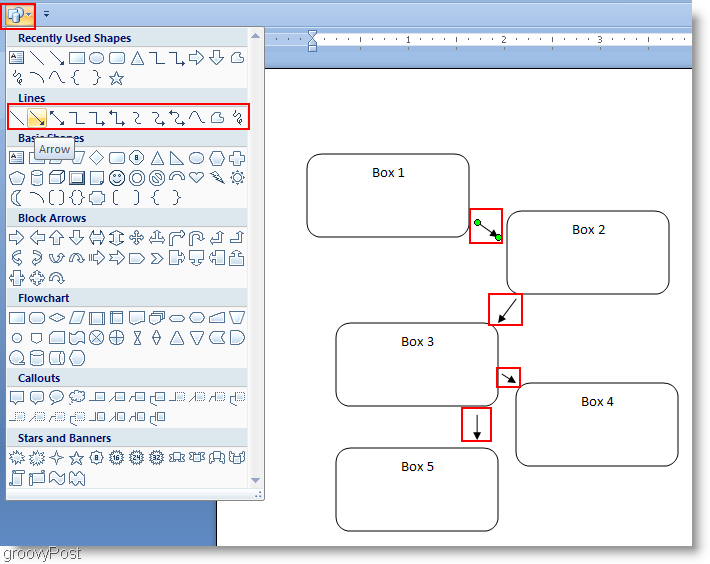 Microsoft Word 2007 LInes Flow Chart