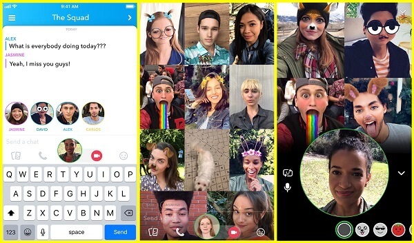 Snapchat introduserer gruppevideochat for opptil 16 personer.