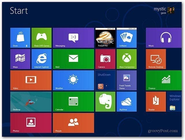 Lag en Windows 8-skjerm for avstenging
