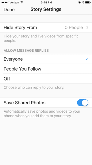 Sjekk innstillingene dine for Instagram Story før du går live.