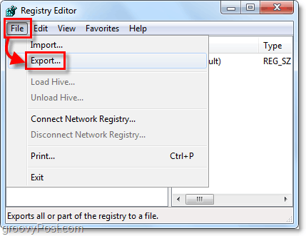 windows 7 og vista registereksport