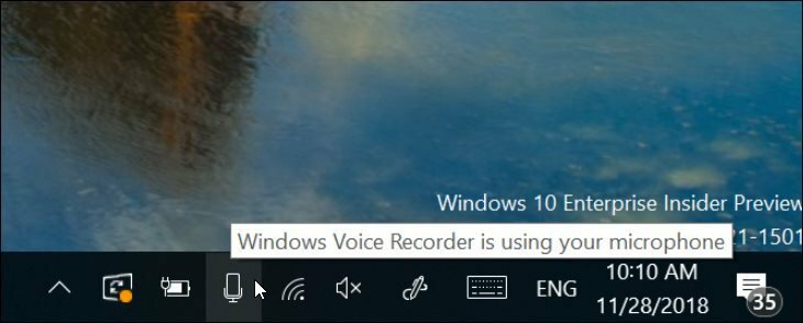 Windows 10 19H1 ny mikrofonvarsling