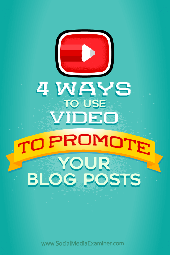 Tips om fire måter å markedsføre blogginnleggene dine på med video.