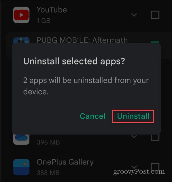 Finn apper som tar plass på Android