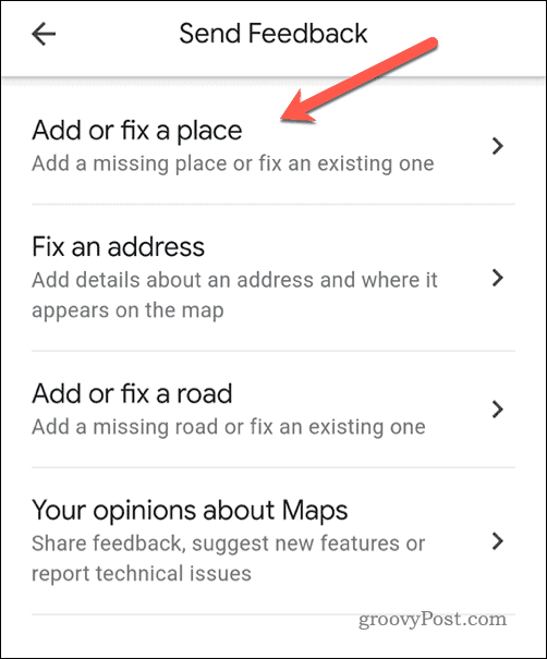 Send tilbakemelding i Google Maps på mobil