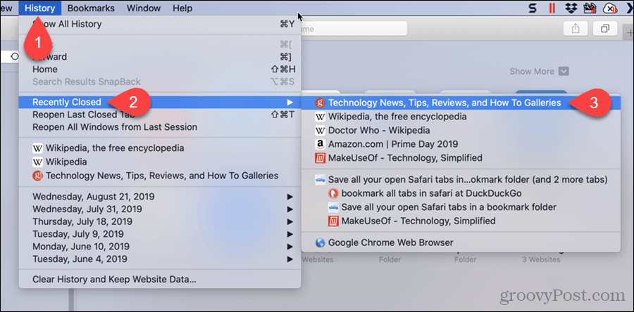 Velg en nylig lukket fane i Safari