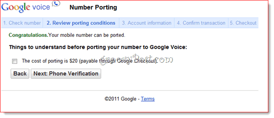 Port eksisterende nummer til Google Voice
