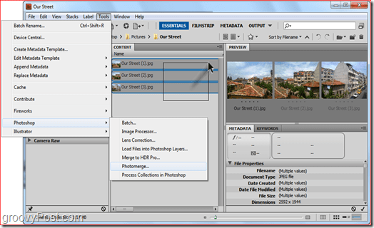 Slik lager du et panorama ved hjelp av Adobe Bridge og Adobe Photoshop