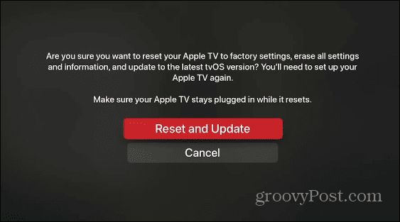 tilbakestill apple TV