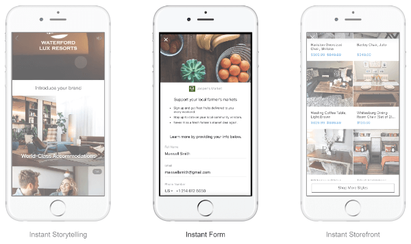 Facebook Canvas Ads kalles nå Instant Experiences og har noen flere muligheter sammen med oppdateringen.