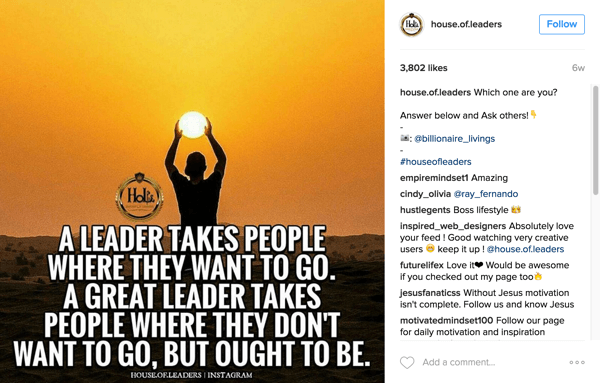 House of Leaders tag Instagram bruker