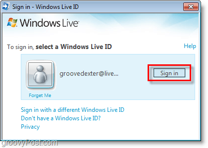 logg deg på bing bar ved hjelp av Windows Live ID