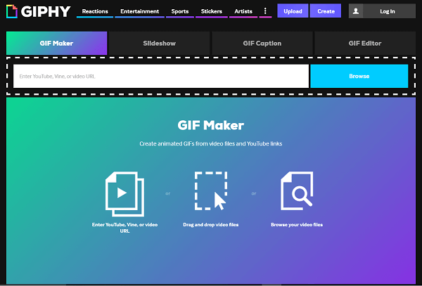 Søk etter eller lag dine egne GIF-er med Giphy.