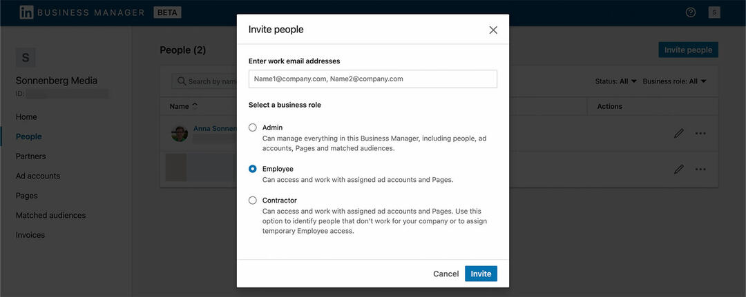 how-to-come-started-linkedin-business-manager-invite-teammembers-people-step-3