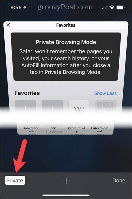 Slå av Privat i Safari på iOS