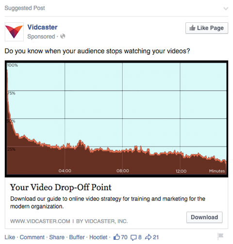 facebook-annonse med nedlastning av innhold