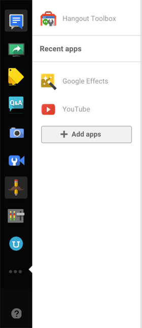 google + hangouts venstre kontrollpanelbilde