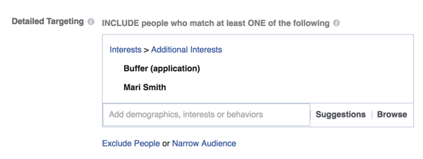 Sett opp spesifikke målrettingsalternativer i Facebook Ads Manager.
