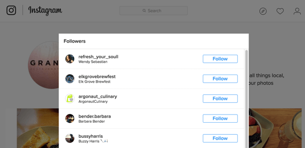 Slik vises følgerlisten din på Instagram.