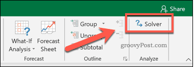Løsningsknappen i Excel